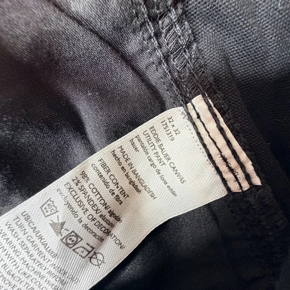 Eddie Bauer Mens Canvas Utility Pants Black Workwear Straight Leg 32x32 1751319